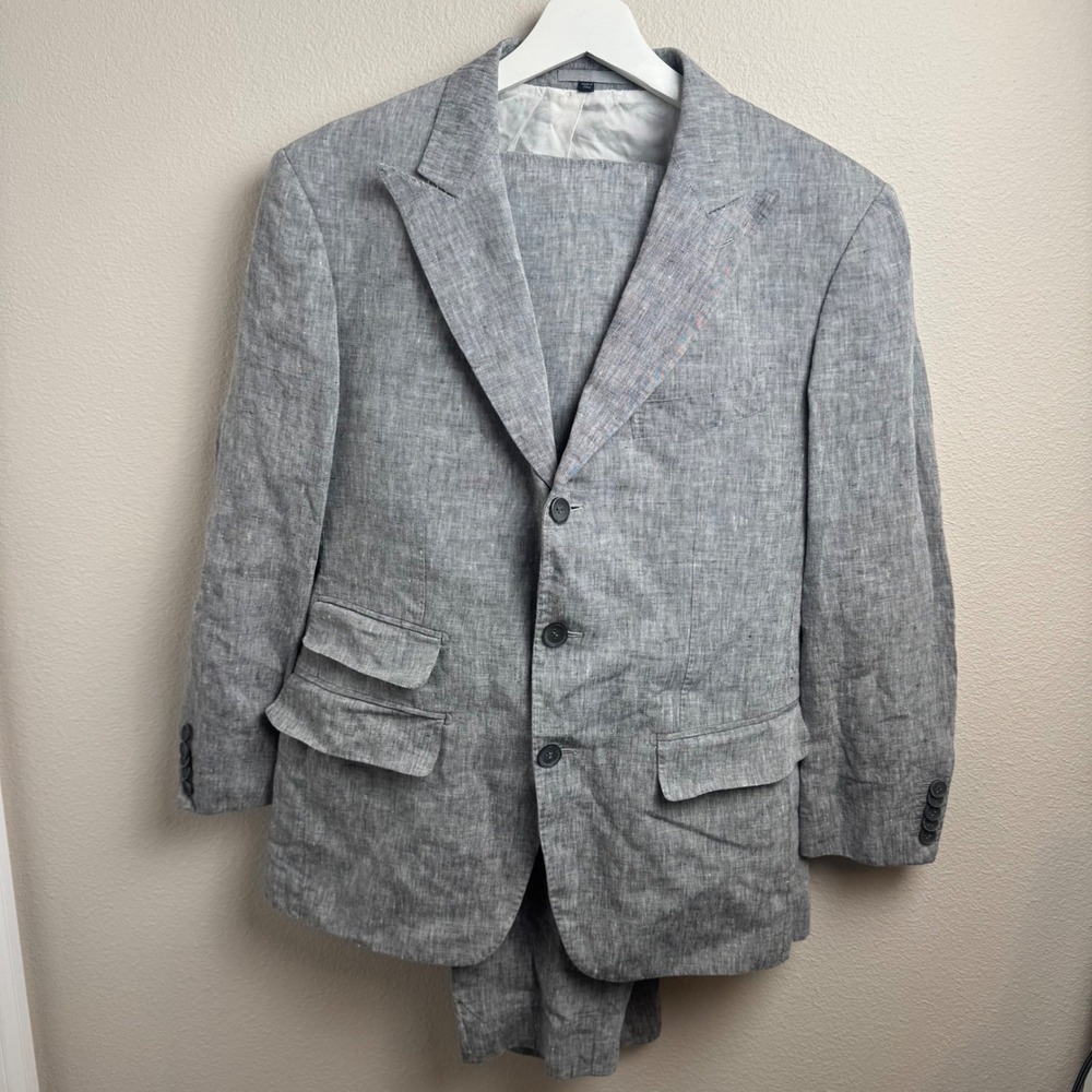 Suitsupply Washington Int. Suit 42S Slim Gray Tollegno 1900 Ice Linen 2-Piece